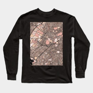 Athens Map Pattern in Soft Pink Pastels Long Sleeve T-Shirt